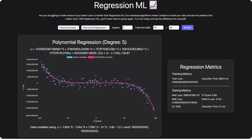 regression app screenshot